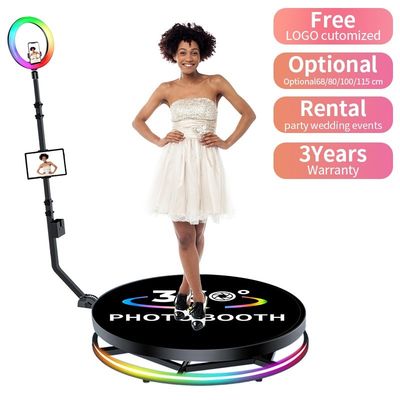 LED 360 Photo Booth Rental Rotating Free Logo Selfie Prop для свадеб и вечеринок