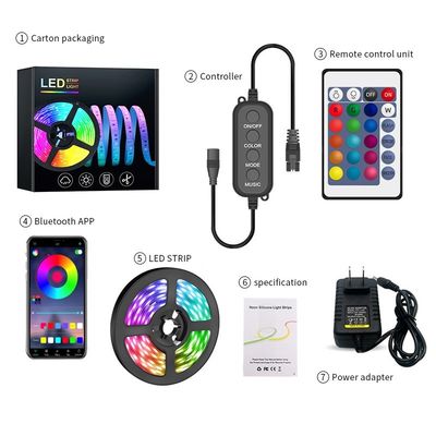 12V 50ft 15M 5050 RGB LED Strip Синхронизация музыки с изменением цвета с дистанционным управлением и приложением