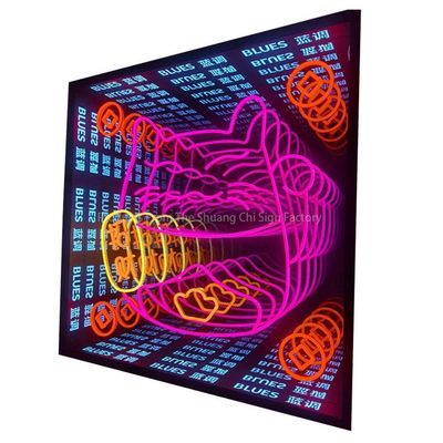 3D неоновое бездонное зеркало с индивидуальным дизайном и световой эффективностью лампы 80lm / w
