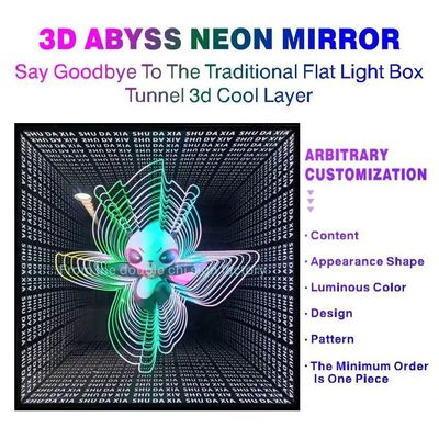 3D неоновое бездонное зеркало с индивидуальным дизайном и световой эффективностью лампы 80lm / w