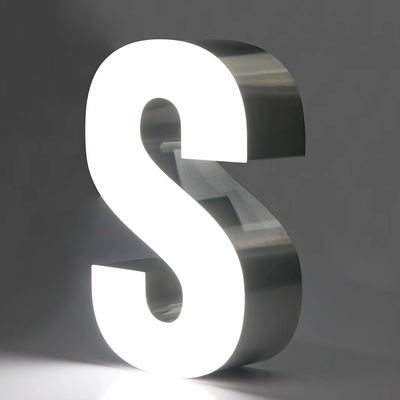Торговый знак из нержавеющей стали с акриловыми светодиодными светящимися символами в индивидуальном цвете