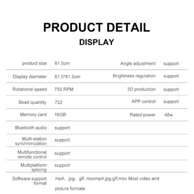1.692MM Pixel Pitch 3D Holographic LED Fan Display Программное обеспечение для наружной рекламы