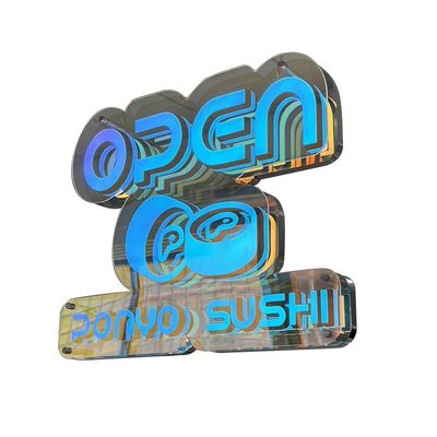 DC 12V/AV110V-220V Abyss Infinity Mirror Letters для индивидуальных коммерческих дверей магазинов