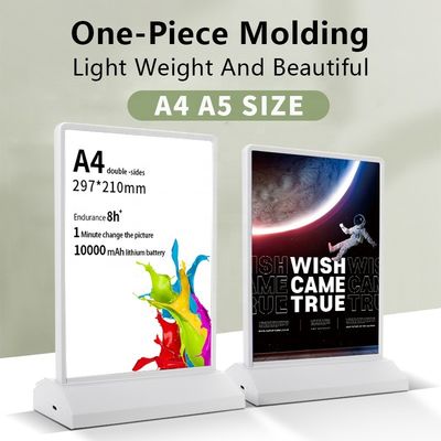 Зарядное акриловое A4 Flashing Led Столовое меню Стол для ресторана Карточный экран держатель