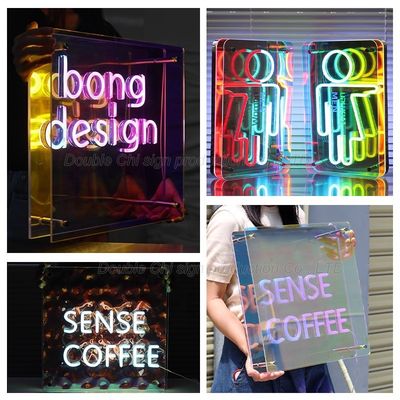 Настраиваемый Infinity Abyssal Mirror Backlit Sign с 3D металлическим логотипом и неоновыми огнями