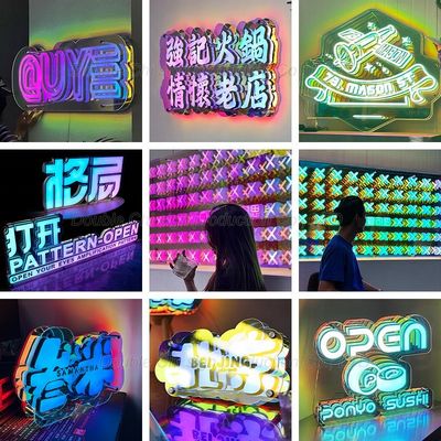 Настраиваемый Infinity Abyssal Mirror Backlit Sign с 3D металлическим логотипом и неоновыми огнями