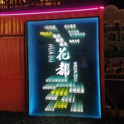 Современное художественное дизайн нержавеющей стали светодиодное зеркало с неограниченным RGB свечение настройки